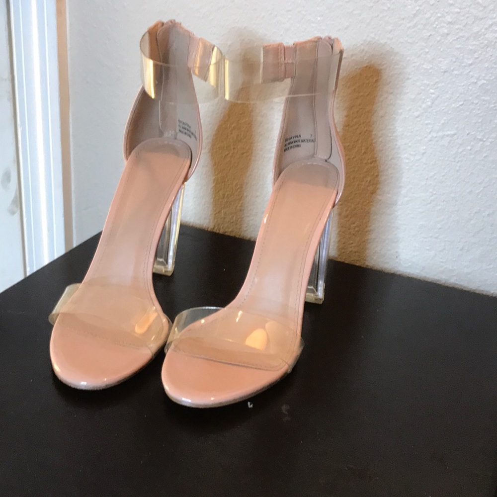 Cream color with clear strap heels